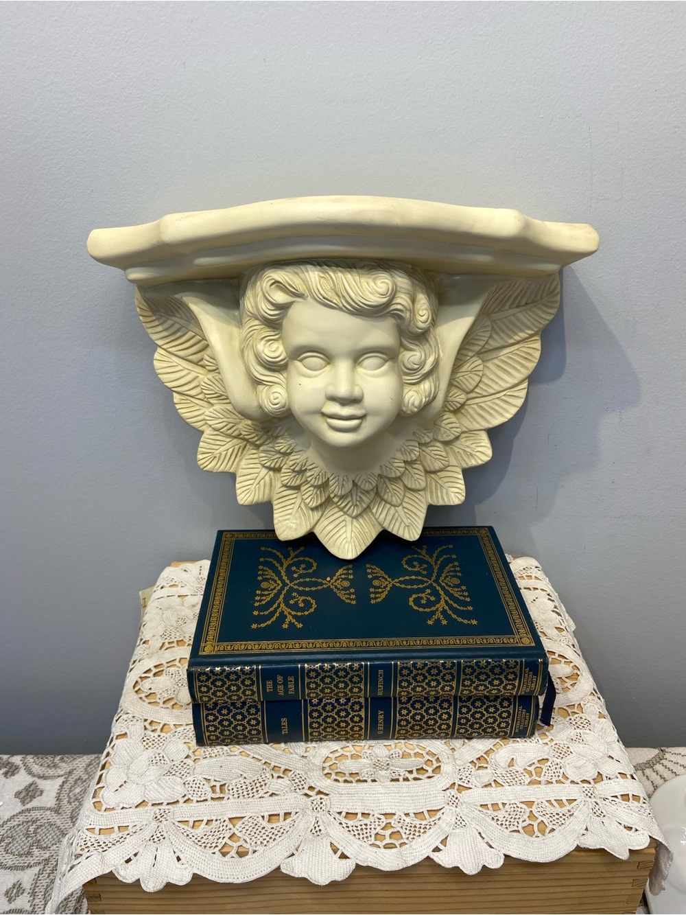 Vintage Cherub Angel Wall Sconce Shelf